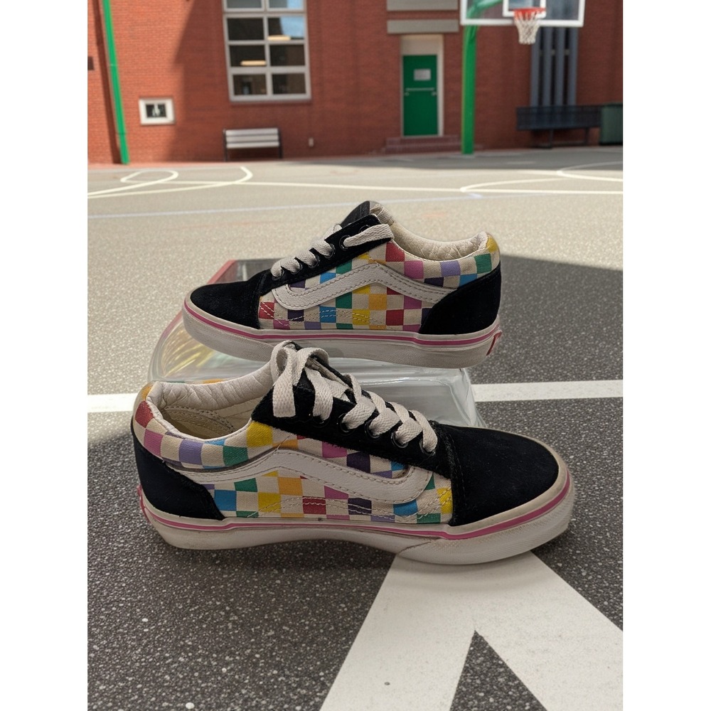 Vans Old Skool Rainbow Checkerboard Kids Size 13 Multicolor Skate Shoes